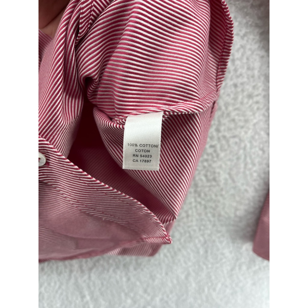 Banana Republic Womens Button Front Shirt Pink Stripe Long Sleeve Flip Up Cuff M - Picture 8 of 8